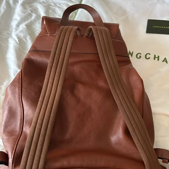Longchamp 3D Cognac Brown Leather Backpack - Picture 9 of 10